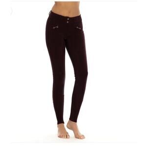 Goode Rider Full Seat Couture Breeches 26 L Black Gray Horse Bit Detail